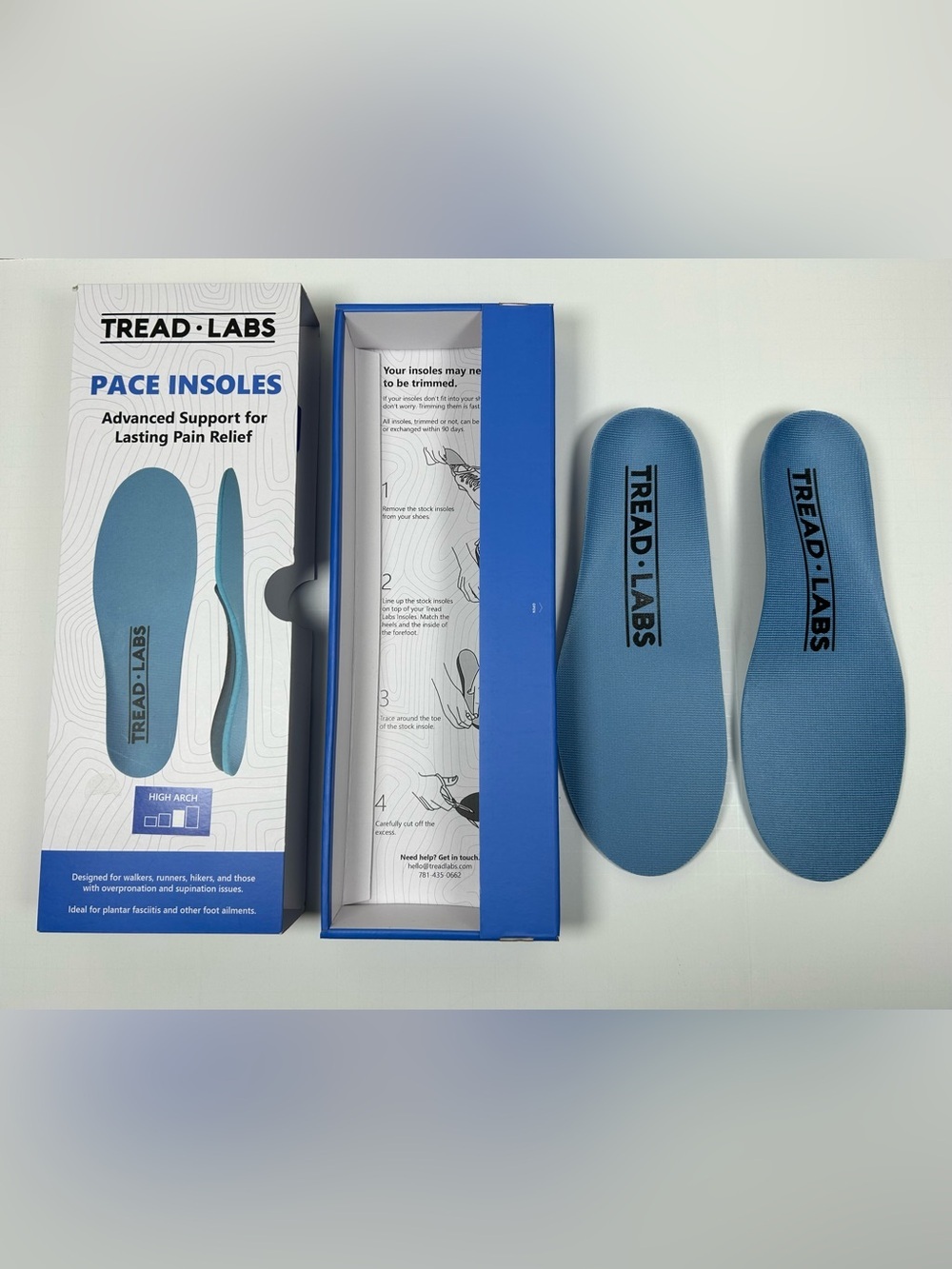 Tread Labs Pace Advanced Pain Relief Insoles in Blue - High Arch Support